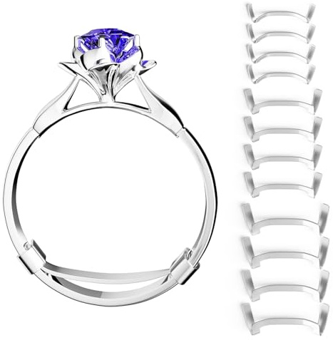 ELETIUO Lot de 12 protège-bagues en métal rempli pour bagues lâches, 3 tailles pour différentes largeurs de bande, ajusteurs invisibles