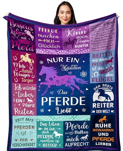 Yesbird Pferde mädchen Geschenk, Pferde Sachen, Pferde Geschenke für mädchen, Decke 150x130 cm, MA-65