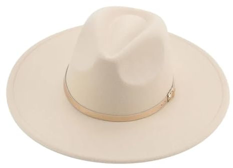SOYNIA Fedora Trilby Filzhut Hut Hüte Für Damen Band Klassische Hochzeitshüte Für Herren Panamahut Aus Massivem Filz 56–58 cm (Erwachsene) Beige