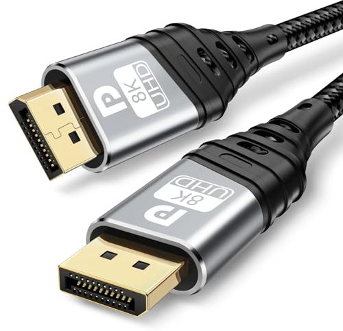 YUETUOL Cavo DisplayPort 1.4 3M - DP 8K@60Hz 4K@144Hz 2K@240Hz HBR3 32.4Gbps, HDR, DSC 1.2, HDCP 2.2, FreeSync, Alta Velocità Compatibile con PC, Monitor, TV, Gaming (3M)