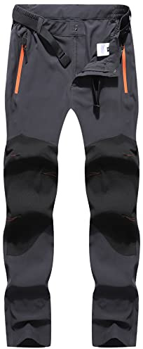 DAFENP Pantalones Trekking Hombre Impermeable Montaña Senderismo Alpinismo Ligero Transpirable Secado Rápido Aire Libre KZ1803M-Grey-2XL