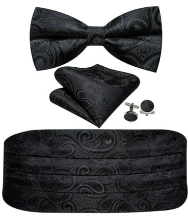 Kummerbund für Herren, klassisch, Paisleymuster, Jacquard, Fliege, Set, Smoking, Anzug, Accessoire, Hochzeit, Party, 1049, Einheitsgröße