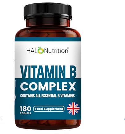 Vitamin B Complex -Vitamin B Complex High Strength -180 Tablets Blend of 8 B Vitamins & Vitamin C - One A Day - Folic Acid, B1, B2,B3,B5,B6,Vitamin B12 Halo Nutrition