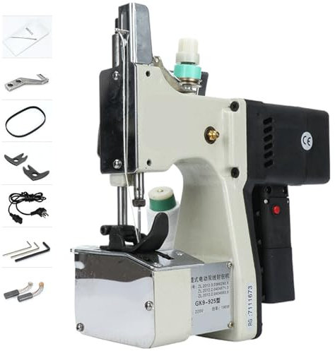 NYANS Máquina de Coser Bolsas Automática Máquina de Coser Portátil, Mini y de Una Sola Aguja, con Motor Potente de 190W, para Coser Bolsas de Papel Kraft, de Polipropileno y de Cuero