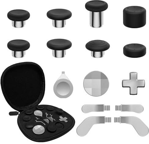 CHARM FOCUS 16-in-1 Metal Thumbsticks Replacement for Xbox Elite Series 2 | Replacement Kits for Xbox Elite 2 Controller Accessories, Includes Magnetic Joysticks, Paddles, Silicone Caps, D-Pads, 1 Tool