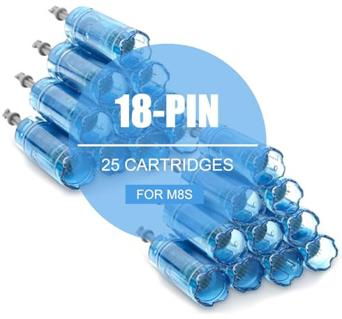 25 stycken 18 stift mikroneedling Cartridges, utvecklade för mikronålspenna Dr. pen Ultima M8S A8S A9, används för akneärr, djupa ärr och graviditetsremsor