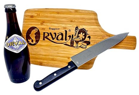 Orval Planche à Découper en Bois, Gravure Laser Logo Trappiste, Multi-Usage pour Cuisine