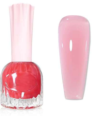Jelly Nail Polish - Sheer Pink Nail Polish - Translucent Nail Varnish Quick Dry - Long Lasting nail Polish - Breathable Nail polish No UV Bake Fast Drying for Women DIY Manicure