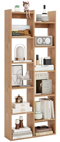 COSTWAY Scaffale in Legno per Libri, Libreria a 12 Ripiani con Kit Anti-Ribaltamento, Unità di Stoccaggio a Forma di Albero, Ideale per Casa Ufficio, 65 x 20 x 162 cm (Naturale)