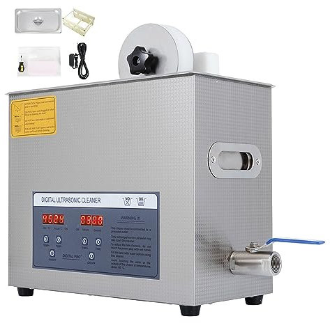 Pulitore ad ultrasuoni, 6L Ultrasonic Vinyl Record Cleaner Lavastoviglie 7-12 Pollici Mini Lavatrice Portatile In Acciaio Inossidabile Con Stendino(200W Heater Power)