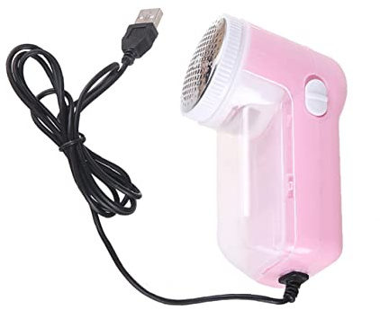 DEARMAMY Rasoio per Tessuti Elettrico Portatile Design Ergonomico e Spazzola Integrata per Eliminare Pelucchi e Palline su Maglioni e Abiti USB Ricaricabile Colore Rosa