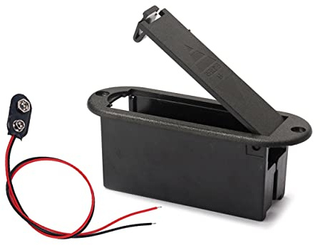 VILLCASE Estuche Portapilas para Batería 9 v y Guitarra con Pastilla, Cable De Batería Incluido, Soporte Horizontal para Músicos Profesionales, Color Negro