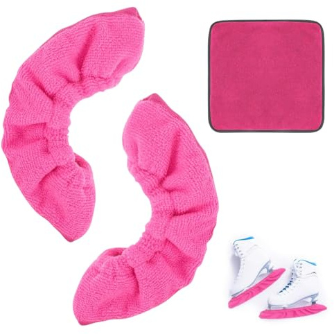 AKINSTER Kufenschoner Schlittschuhe, 1 Paar Schlittschuhschoner mit 1 Handtuch Kufenschoner Elastische Kufenstrümpfe für Damen Herren Kinder Hockeyschlittschuhe Eiskunstlaufschuhe