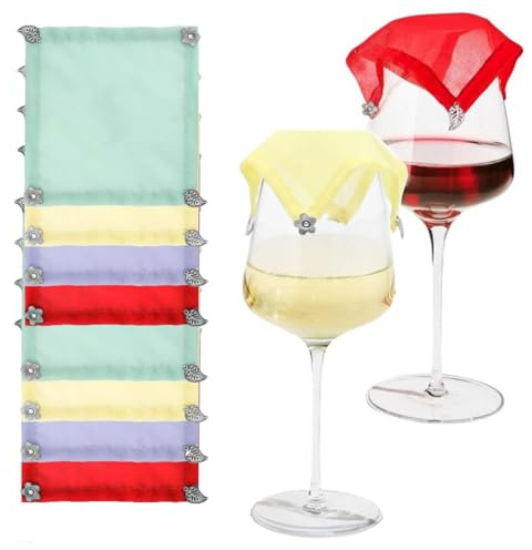 Oaygat 8 Pcs Wine Glass Covers Weighted Breathable Portable Veils Covers Wine Glass Covers to Keep Bugs Out Drinking Glasses Protect Cover Reusable Drink Tops for Picnics and Outdoor Dinners