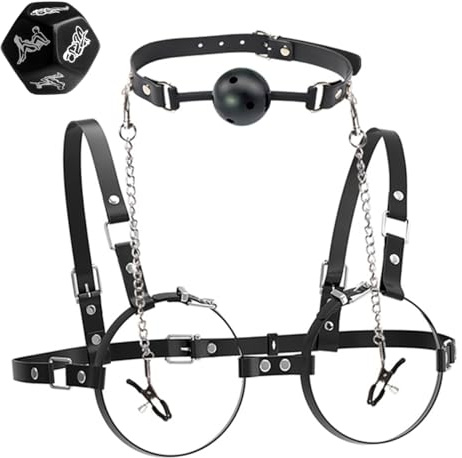 Kit Bondage 4‑in‑1 per coppie con anello, pinze regolabili, collare e cubo erotico 12 facce – set SM completo con sfide e posizioni sensoriali