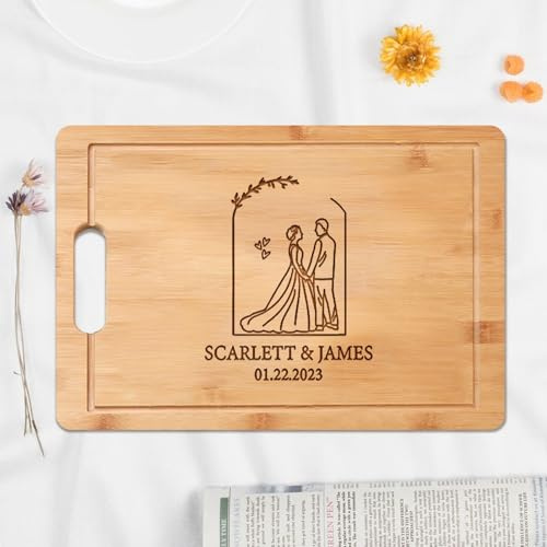 Planche à découper personnalisée pour mariage, anniversaire, cadeau romantique gravé pour elle, épouse, couple, fête prénuptiale, Noël, liste de mariage
