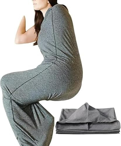 Cooling Blanket with Hug Pressure Therapy, Compression Sleep Sack–Ultra-Lightweight Wearable Blanket for Stress & Anxiety Relief, Breathable Stretch Fabric Sleep Pod (S（145 * 35cm）) (M（150 * 40cm）)