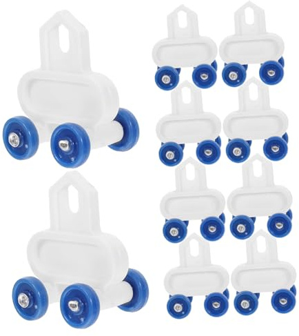 Hemobllo Poleas para Rieles De Cortina Azul, Mini Plástico 4 Ruedas, Deslizadores Silenciosos para Cortinas Multiusos, 20 Unidades para Visillos, Estores y Cenefas