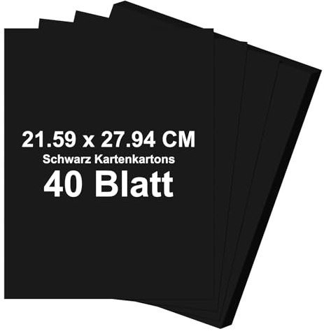 Schwarzer Bastelkarton 21.59 CM x 27.94 CM, Druckerpapier Kartonpapier | 40 Blatt Dicker Karton für Bastelarbeiten, Handwerk, Zeichnen, Visitenkarten, Einladungen, Speisekarten DIY-Kartenherstellung