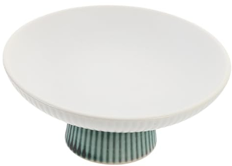 TOYZFRIENDY Frutero De Porcelana Pie Pequeño Blanco Marfil, Cuenco Cerámico Multiusos, Bandeja Para Fruta y Aperitivos, Adecuado Para Uso Doméstico y Reuniones, Plato Decorativo De Estilo Vintage