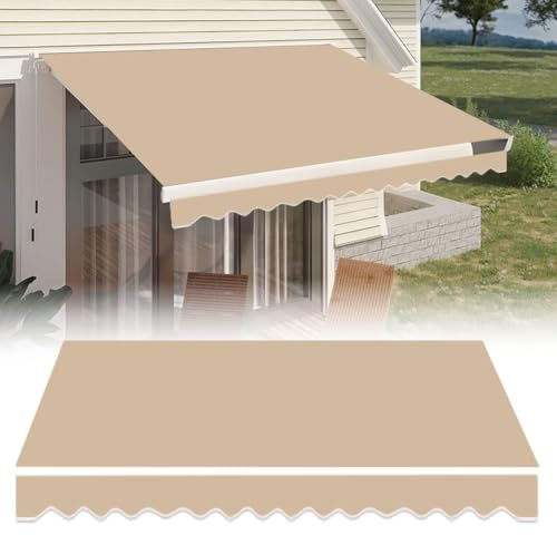 Ausziehbare Markise für den Außenbereich, Ersatzstoff, wasserdicht, Polyester, Baldachin, ohne Rahmen, für B:37 m, Beige (2x1,5 m), perfekt als Sonnenschutz