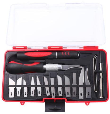 Set 16 Pezzi di Scalpelli da Intaglio Legno in Acciaio al Carbonio | Impugnatura Confortevole, per Crafts e Sculpting, Kit Completo per Lavorazioni Precise