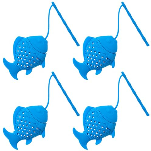 BESPORTBLE 4 pièces Lot de Infuseurs à Thé Silicone Forme Poisson Filtres Réutilisables pour Tasses Design Créatif et Pratique Couleurs Assorties