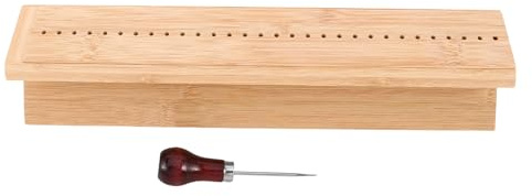 SMASOLO Strumento la Rilegatura dei Libri in Legno di Bambù, Supporto per Legatoria Fai da Te con Punteruolo per Carta Spessa e Sottile, Kit di Forniture per Progetti Scolastici