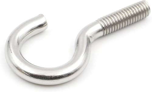 Design61 böjd rostfritt stål skruvkrok väggkrok med gänga skruvkrok för skruvning för vägg och tak för fastsättning (M6 x 60 mm, 10, stycken)