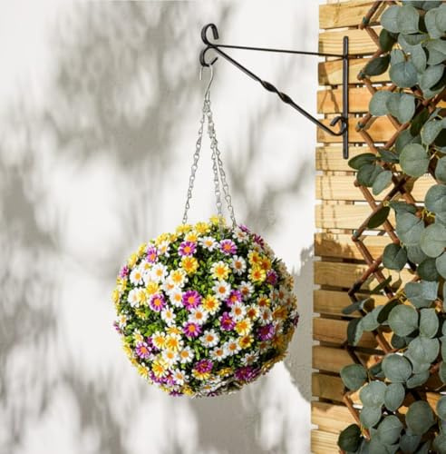New||Artificial Hanging Flower Ball, Multicolour Daisy Topiary, Indoor and Outdoor Decor|| Ideal for gardens, patios, and balconies.