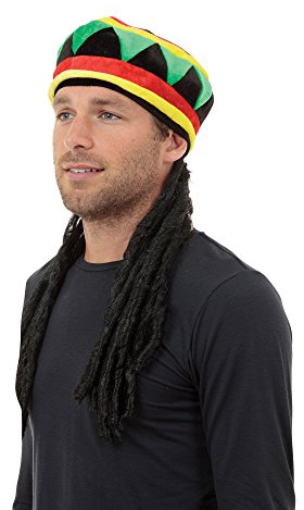 Bristol Novelty BH491 Mütze mit Dreadlocks, Rasta-Haar, Unisex, für Erwachsene, Mehrfarbig, Einheitsgröße Halloween