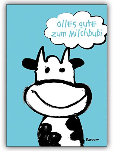 10 Stück Set: Komische Babykarte zur Geburt: Alles Gute zum Milchbubi • hübsche Willkommens Grusskarte, Gratulationskarte zur Geburt für Mutter und Kind, Mitarbeiter, Familie, Freunde & Kollegen
