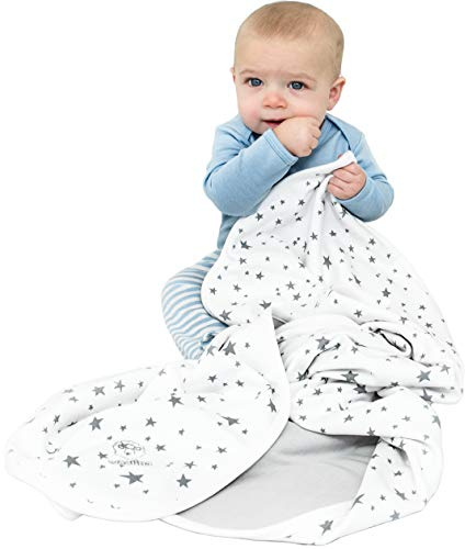 Woolino Baby Blanket for Crib or Stroller - Merino Wool and Organic Cotton Infant Blanket - 4 Season - 40” x 31.5” - Stars
