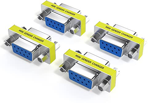 DriverGenius Adattatore Gender Changer RS232 Seriale - 9 Pin DB9 Femmina-Femmina (Metallo, RS232F2F-4A, Confezione da 4)
