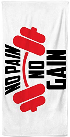 Power Towel das Coole Gym Fitness & Sport-Handtuch mit Einer Botschaft | Verschiedene Motivations-Quotes| Größe 50 cm x 100 cm | POWERTOWEL Handtuch Mikrofaser Baumwolle (NO Pain NO GAIN RED)