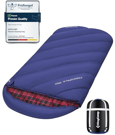 KingCamp Schlafsack,Schlafsack Winter, 4 Jahreszeiten Deckenschlafsacke Übergröße Baumwoll Flanell für Erwachsene Outdoor und Camping, Warm leicht,drinnen und draußen, (Blau)