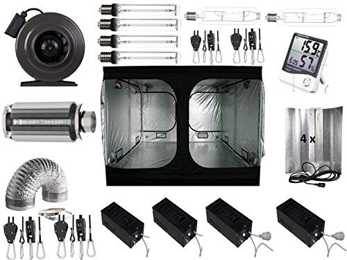 Nito XXL Growbox Komplettset 200x200x200 cm LED 400 W / 600 W NDL Growzelt Aktivkohlefilter (4 * 400 W NDL)