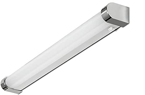 Kwazar Illuminazione – Lampada da bagno da fissare sopra lo specchio – Applique da parete con interruttore – Luce bianca neutra, 20W, 1800lm, 76 cm, grado di protezione IP44, 230 V, LED, cromo
