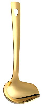 Buyer Star 22cmx8.4cm Gold Sauce Ladles, Stainless Steel Sauce Drizzle Spoon with Spout, Gravy Ladle Sauce Ladle Serving Spoon Small Ladle for Sauce Soup Gravy