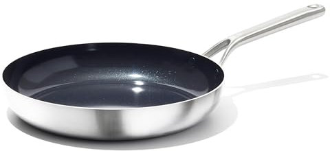 OXO Mira Tri-Ply Stainless Steel PFAS-Free Nonstick, 8 Frying Pan Skillet, Induction, Multi Clad, Dishwasher and Metal Utensil Safe