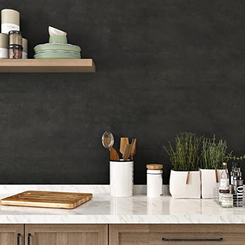 Wallercity 3D-Betontapete, zum Abziehen und Aufkleben, Arbeitsplatten, 40 x 206 cm, dunkelgraues Zement-Kontaktpapier, Vinyl, grau, matt, strukturiert, selbstklebend, entfernbare Tapete für Garage