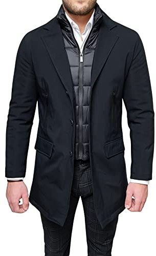 Evoga Giaccone piumino uomo Sartoriale giacca Soprabito Elegante casual Invernale (L, #152 Nero)