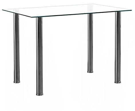 Karl home Modern Tempered Glass Dining Table, Kitchen & Dining Room Glass Tables with 4 Heavy-Duty Metal Legs, 200lbs Capacity, 43 L x 28 W x 29 H