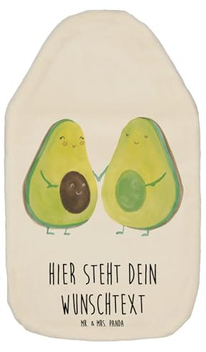 Mr. & Mrs. Panda Wärmflasche personalisiert Avocado Pärchen - Weiß
