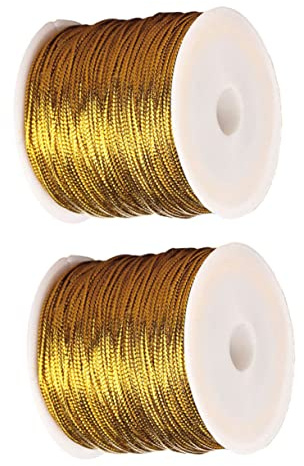 2 Rotoli Orpello Di Corda Cordoncino Metallico Nastro Presente Corda Di Tinsel Metallico Nastro Di Corda Spago Di Iuta Artigianale Bomboniere Moda Filo D'oro