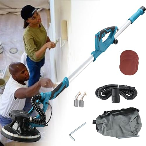 DPQYJPP Levigatrice da parete 1800W,smerigliatrice a parete velocità regolabile,per lucidare Pareti asciutte,Soffitti,Pareti interne ed esterne ed eliminare Detriti di Pavimento,Sander+20SandPad