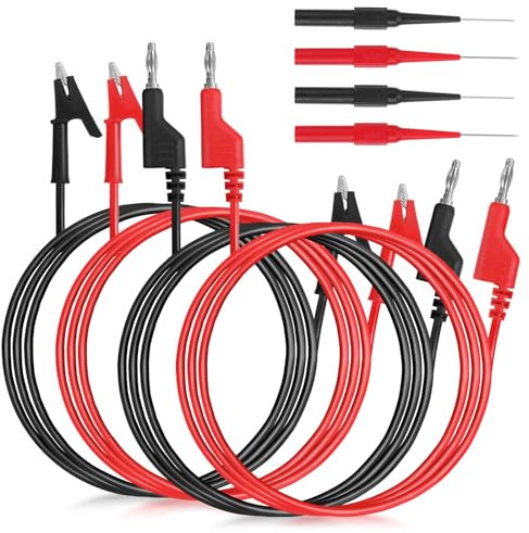 8 Stück P1024 Multimeter Messleitungen Set, Messleitungen Krokodilklemmen Prüfsonden Set Multimeter Kabel Set, Kabel Krokodilklemmen Testsonde, für Digital Multimeter Elektrische Prüfung