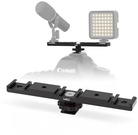 HSU Hot Shoe Adapter Bracket, Cold Shoe Mount Triple Extension Adapters for External Flash Microphone LED Video Monitors Camera Accessories(Longer)