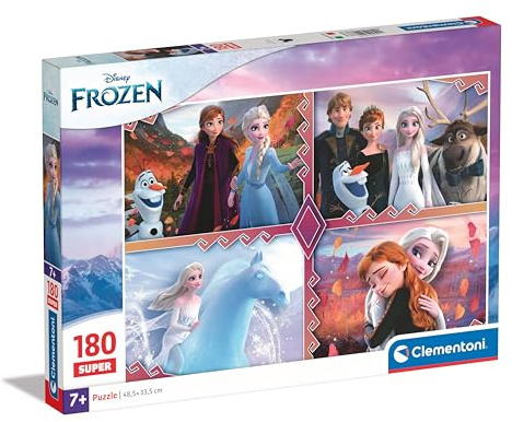 Clementoni Supercolor Disney Frozen Puzzle - Puzzle 180 Teile ab 7 Jahren - buntes Kinderpuzzle mit besonderer Leuchtkraft & Farbintensität - Geschicklichkeitsspiel für Kinder 29786