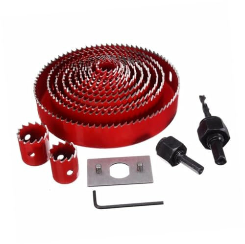 BESTonZON 16pièces Outil De Perçage Pour Et Kit De Cloche Avec Mandrins Ensemble De Perceuses à Noyau Pour Travaux De Menuiserie Rouge